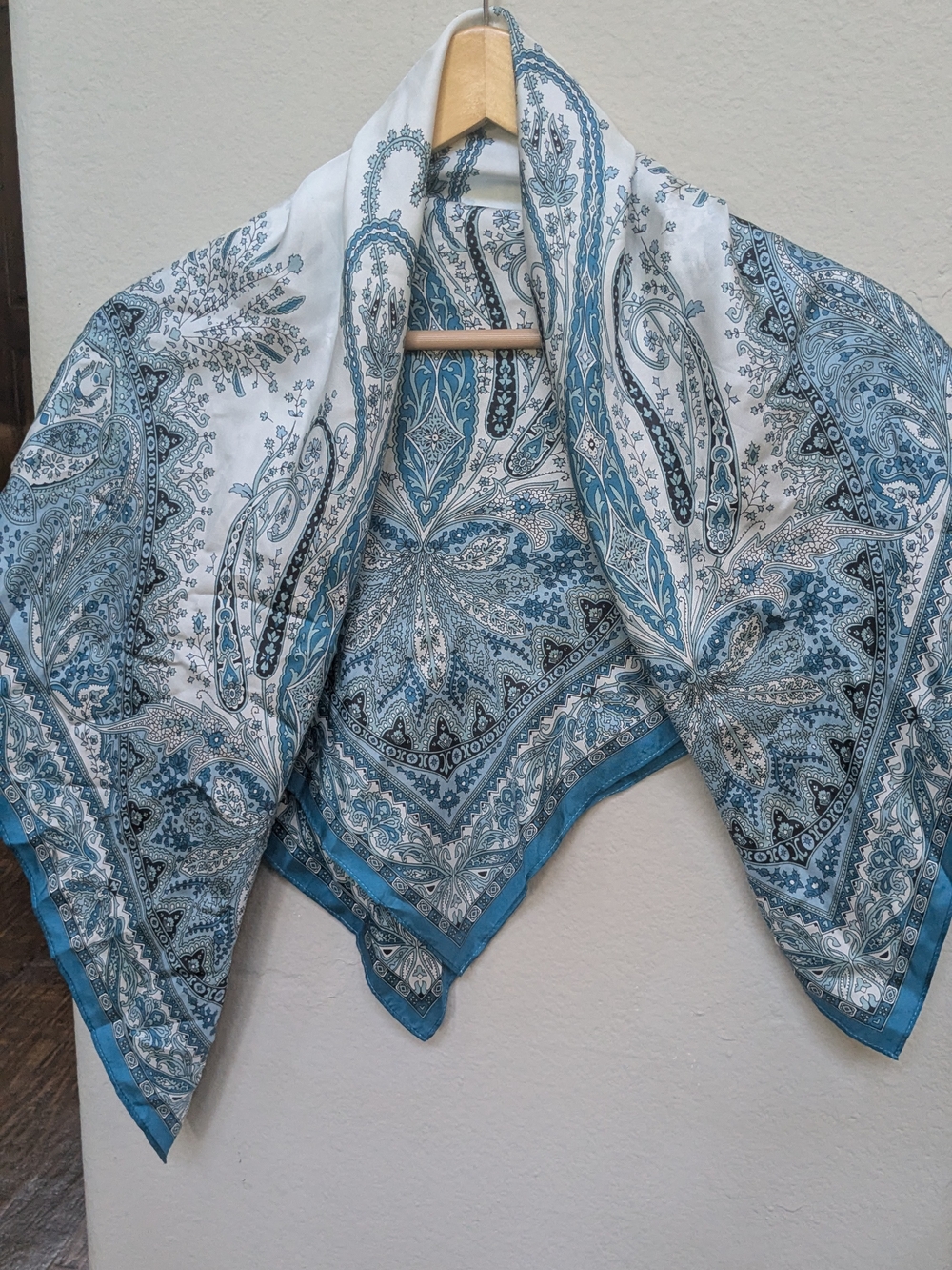 Blue Paisley 100% Silk Scarf
